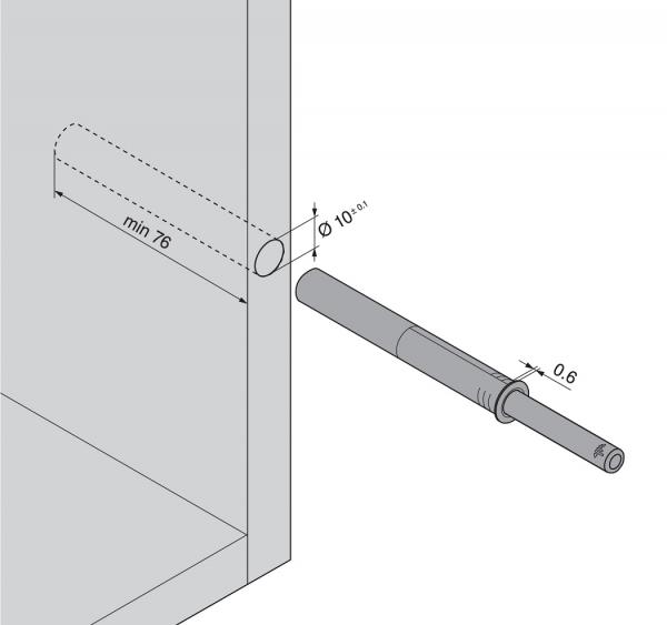 TIP-ON für Türen, Langversion, mit Puffer, starke Feder, R7036 platingrau